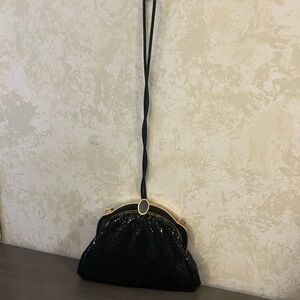 Black beaded  Structured Clutch with Vintage Frame